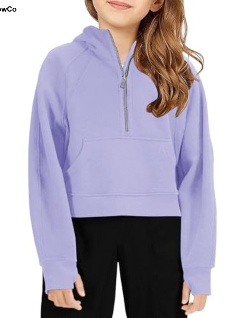 Girls Half Zip Fleece Hoodie Cropped Pullover